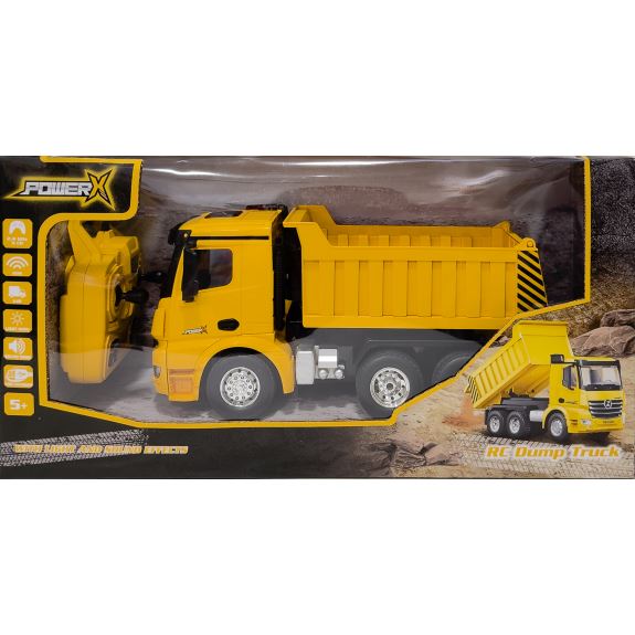 POWER X Afstandsbediening Truck Dumper 2.4 GHz - functionele kipper met licht en geluid. Bestuur de vrachtwagen in alle richtingen. Ideaal voor kinderen vanaf 6 jaar.