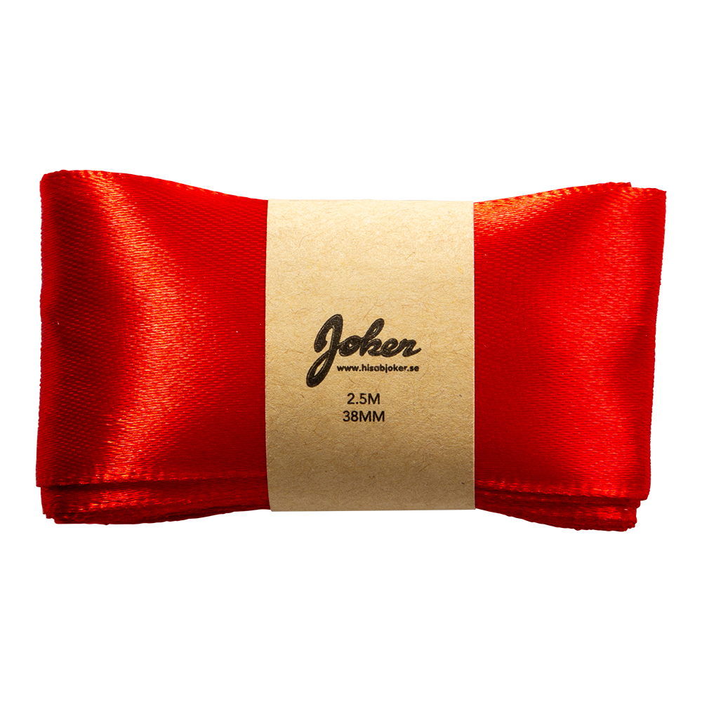 Satijnlint Rood - zacht, glanzend lint van 3,8 cm x 2,5 m, perfect voor Lucia- en carnavalskostuums en feestelijke decoraties. Maak elegante strikken en details.