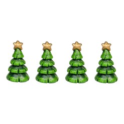 Julgran Mini Dekoration 4-p – små julgranar i polyresin, perfekta för bordsdukning, nissedörr och julpynt. Skapa enkel och mysig julstämning.
