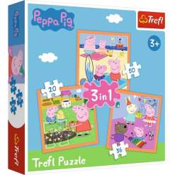 Greta Pig 3 in 1 puzzle with 20, 36 & 50 pieces. Colorful motifs with Greta & Georg - educational and fun play for children from 3 years! 