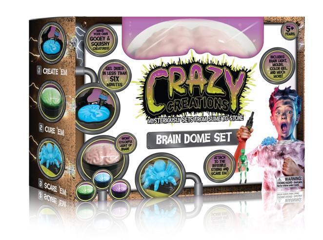 Crazy Creations Brain Dome Set – skapa spindlar och skelett med slimegel som stelnar på 6 minuter. Roligt pysselset för barn från 5 år.