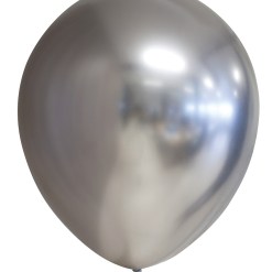 Ballonger Silver Glossy – glansiga silverfärgade latexballonger för fest och kalas. Perfekta till bröllop, födelsedag och högtider. 6-pack, 30 cm, luft eller helium.