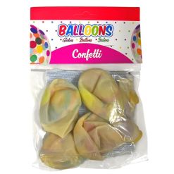 Konfettiballonger Blandade Färger 5-pack, genomskinliga latexballonger fyllda med konfetti. Ca 30 cm, kan fyllas med luft eller helium. Perfekta till fest, kalas och nyår.