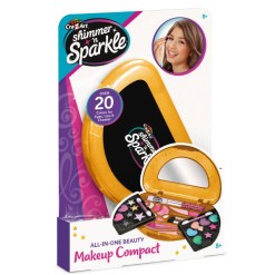 Shimmer n Sparkle All-in-one Sminkset för barn – över 30 färger för ögon, läppar och kinder i praktisk sminkbox med spegel. Perfekt första sminkset för nybörjare, rekommenderad ålder 8+.