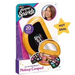 Shimmer n Sparkle All-in-one Sminkset för barn – över 30 färger för ögon, läppar och kinder i praktisk sminkbox med spegel. Perfekt första sminkset för nybörjare, rekommenderad ålder 8+.