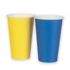 Stora Pappersmuggar Blå/Gula 24-pack – extra stora pappersmuggar i blått och gult, perfekta för studentfest, midsommar eller sommarfirande. Rymmer 473 ml och säljs i 24-pack.