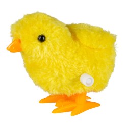 Uppvridbar Kyckling 10 cm som hoppar framåt när den vrids upp. Perfekt som rolig leksak i påskägget eller som lekfull påskdekoration.