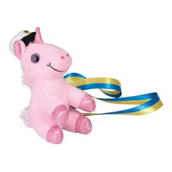 Studentnalle Enhörning Rosa – rosa unicorn med studentmössa och blågult band. Perfekt att ge studenten efter utspringet som söt och festlig present.