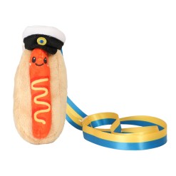 Studentnalle Korv i Bröd – roligt gosedjur med studentmössa och blågult band. Perfekt att hänga runt halsen på studenten som humoristisk present.