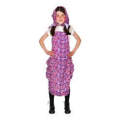 Påskkärring Blommig Barndräkt för barn i storlek 128–140. Färgglatt förkläde och matchande scarf för lekfull och fantasifull påskutklädnad, perfekt för påskfest eller påsklov.